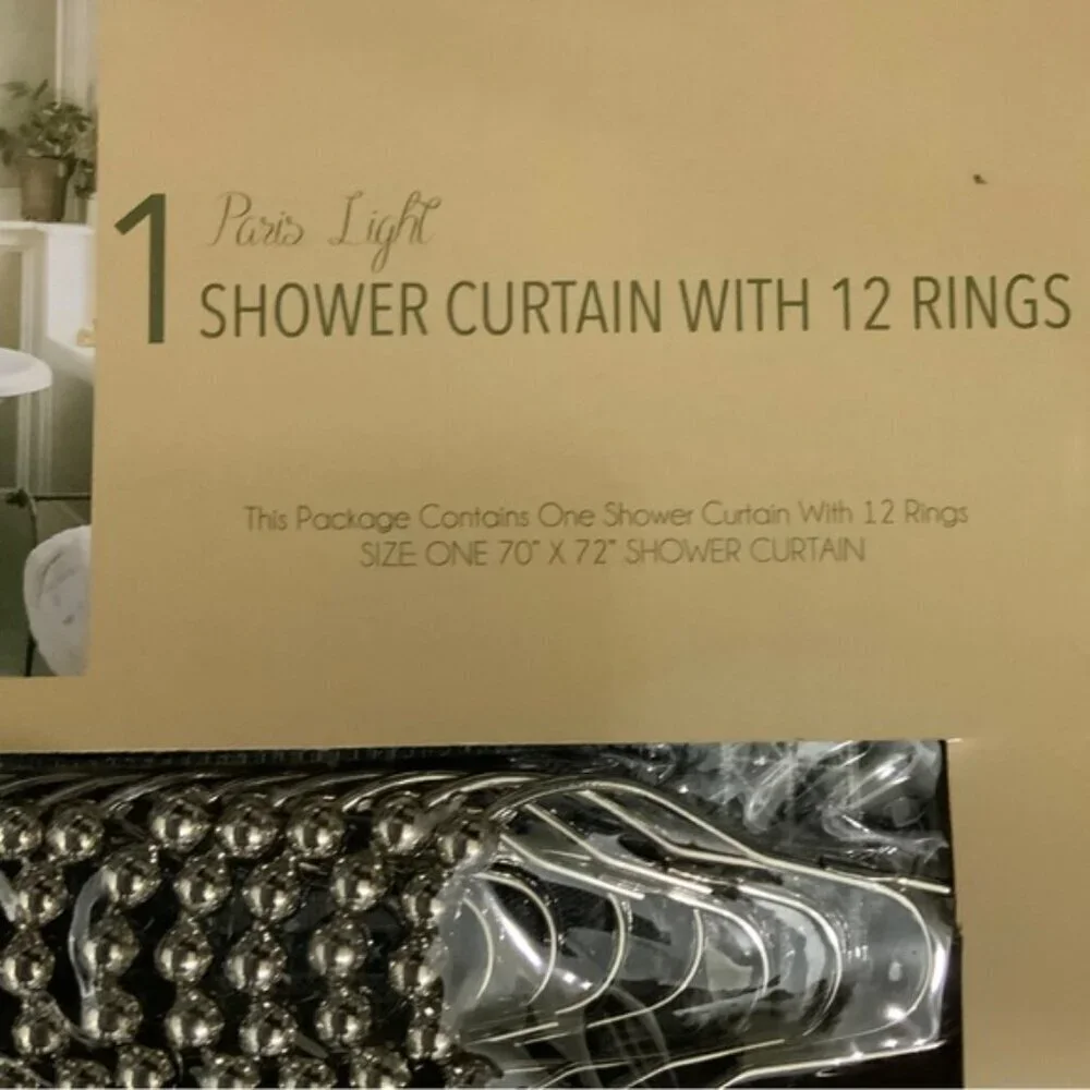 Blissful Bath Paris Shower Curtain Fabric Paris Eiffel Tower Hooks Black White